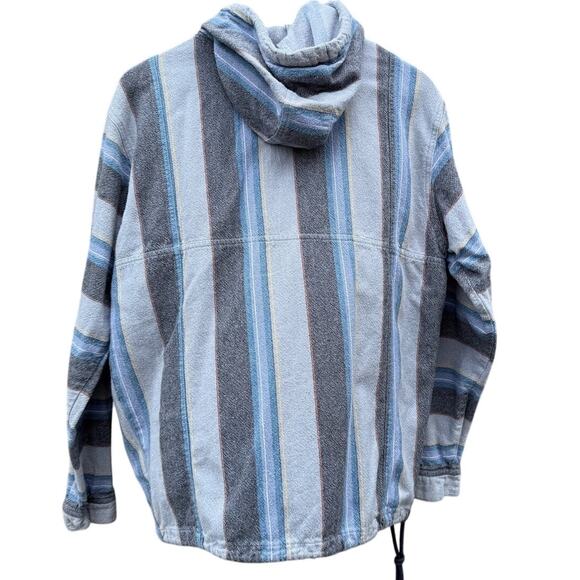 Quiksilver striped Baja hoodie poncho pullover zipper pouch Size Small - Picture 2 of 7